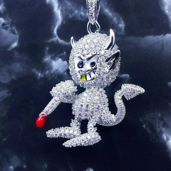 20"Cuban Chain + Silver Finish Little Devil
